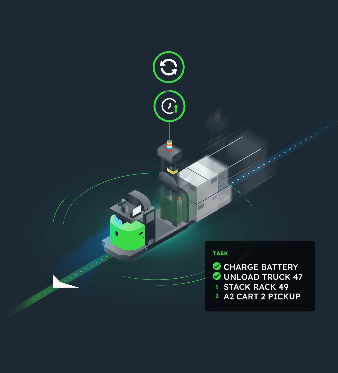 Illustration of a robot moving pallets
